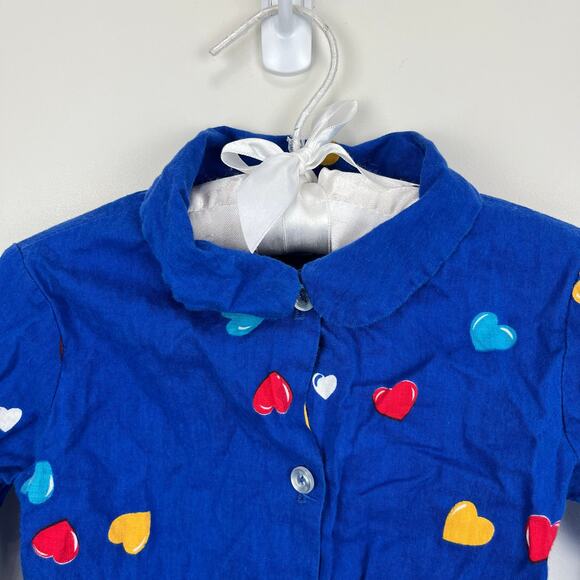 Vintage Piccolo Blue Heart Blouse 4T - Picture 2 of 9